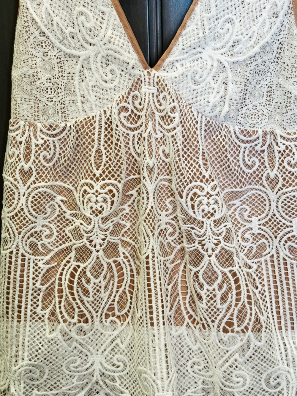 Sugar Lips Anthropologie Melissa Royal Lace Overlay Dress Ivory / Nude - Small - Picture 4 of 9